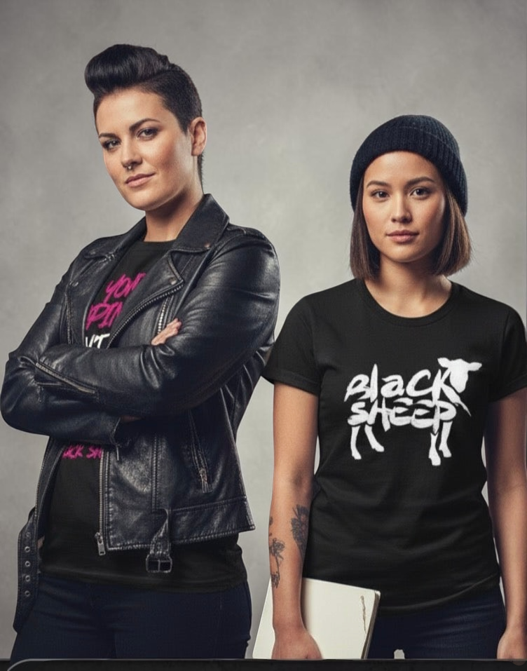Black Sheep™ graphic tee from Shamus & Co featuring a motivational streetwear design for adults.