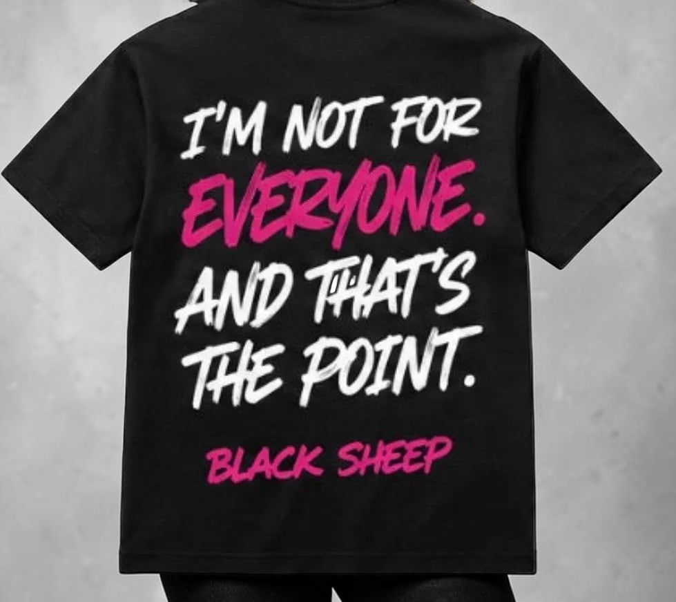 Black Sheep™ graphic streetwear T-shirt by Shamus & Co featuring a motivational design on casual adult tee.