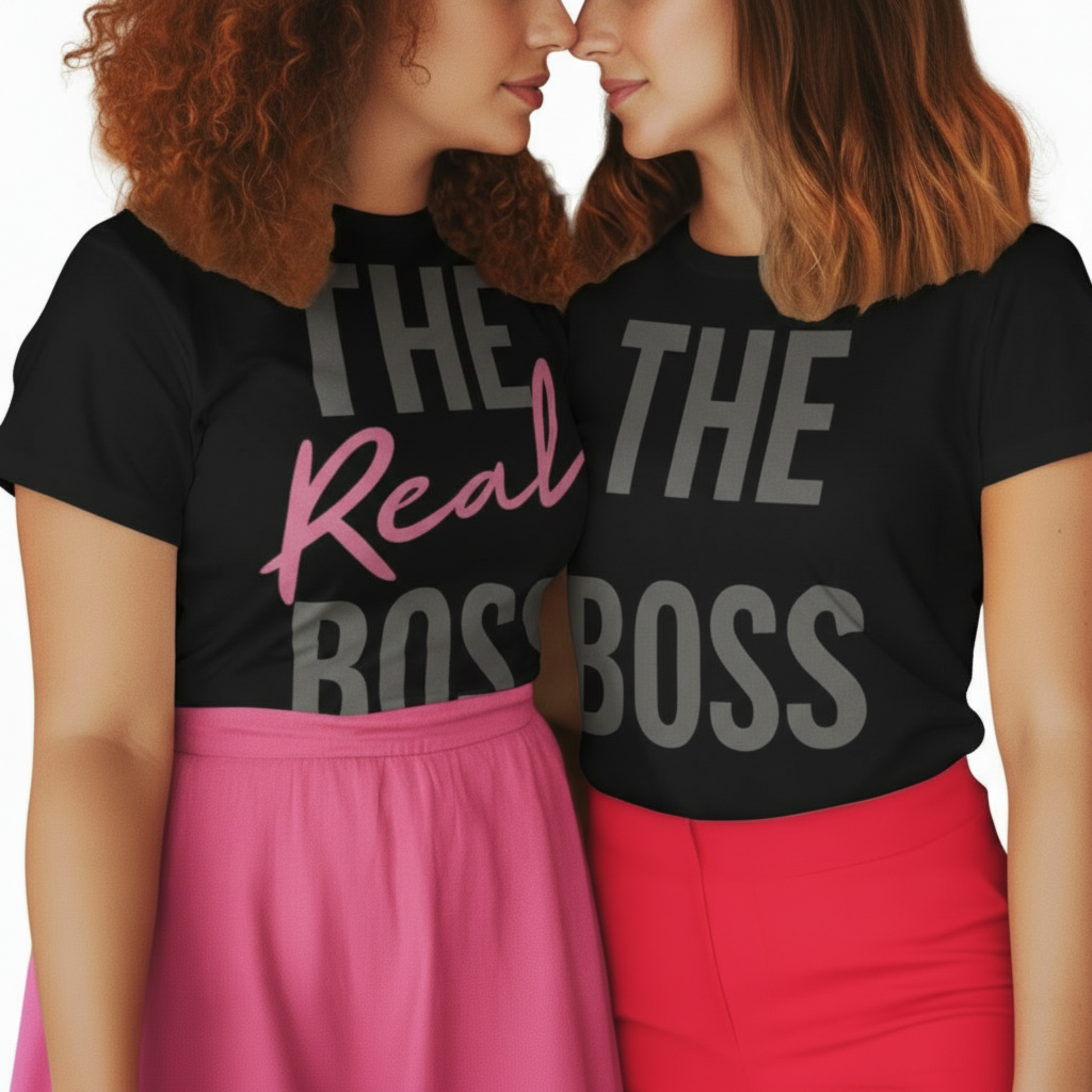 Adult T-shirt from Shamus & Co with "The Real Boss" printed design, shown in a mockup image.